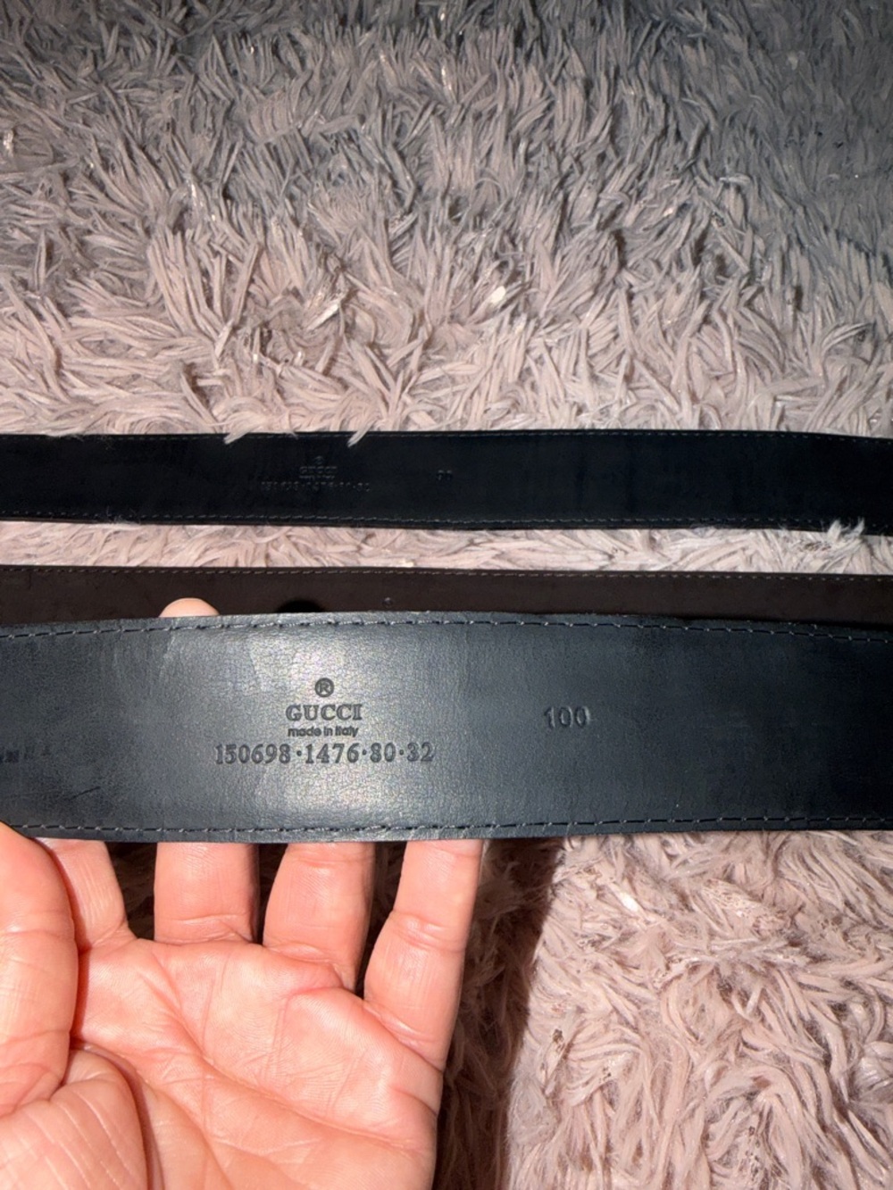 Gucci Black Leather women Belt with Debossed Logo size 100